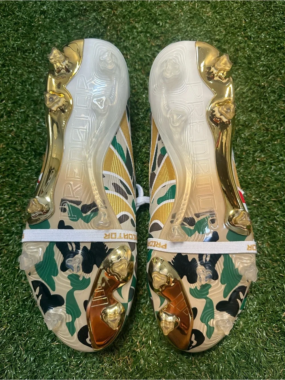 adidas BAPE Predators Elite FG Soccer Cleats - Green Camo/Gold